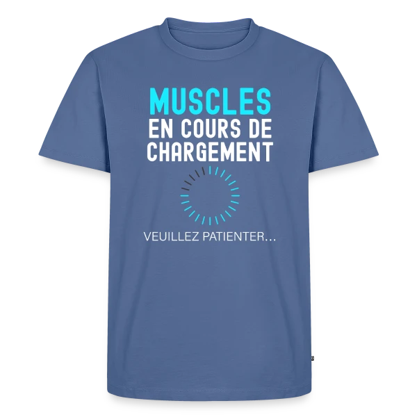 Maquette de T-shirt Premium bio Homme « Muscles en Cours de Chargement » à personnaliser