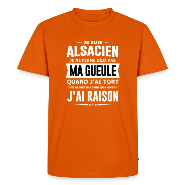 Alsacien Je Ferme Pas Ma Gueule sur T-shirt Premium bio Homme
