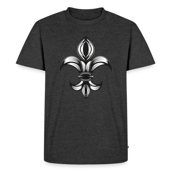Maquette de T-shirt Premium bio Homme « Fleur de Lys Élégante - Symbole Royal » à personnaliser
