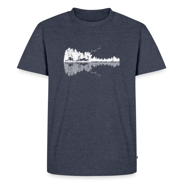 Maquette de T-shirt Premium bio Homme « Guitare Nature Silhouette : Mélodie Forestière et Animale » à personnaliser