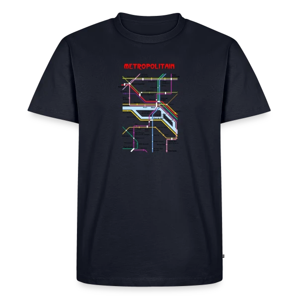 Maquette de T-shirt Premium bio Homme « Métro Parisien Poétique » à personnaliser