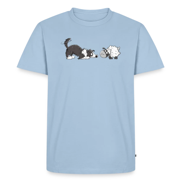 Border Collie et son Mouton Rigolo - Humour Chien sur T-shirt Premium bio Homme