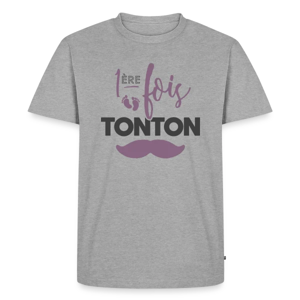 Maquette de T-shirt Premium bio Homme « Tonton Première Fois : La Fierté Assumée » à personnaliser