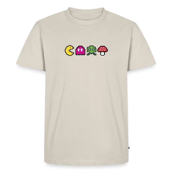 Maquette de T-shirt Premium bio Homme « Années 80 : T-shirt Arcade Rétro Gaming Vintage » à personnaliser