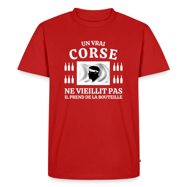 Maquette de T-shirt Premium bio Homme « Drapeau Corse Flottant » à personnaliser