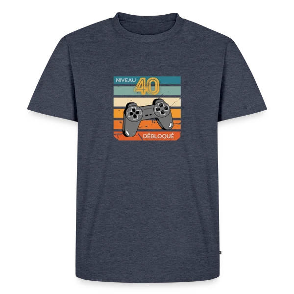 Anniversaire 40 Ans Gamer Niveau 40 Humour sur T-shirt Premium bio Homme