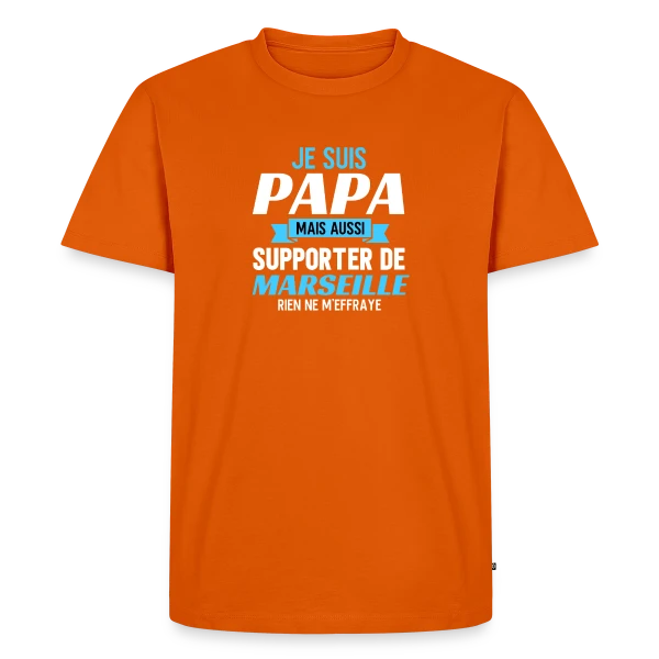 Maquette de T-shirt Premium bio Homme « Papa Supporter Marseillais » à personnaliser