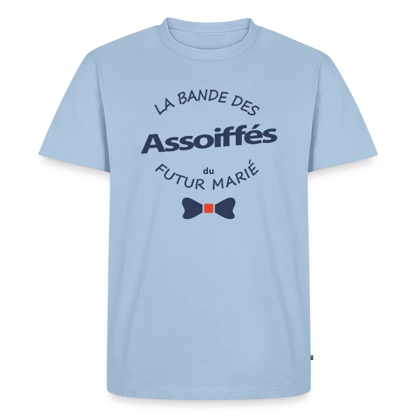 Maquette de T-shirt Premium bio Homme « La Bande des Assoiffés du Marié » à personnaliser