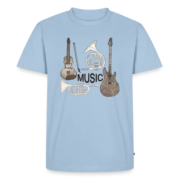 Maquette de T-shirt Premium bio Homme « Passion Musique : Instruments & Guitare » à personnaliser