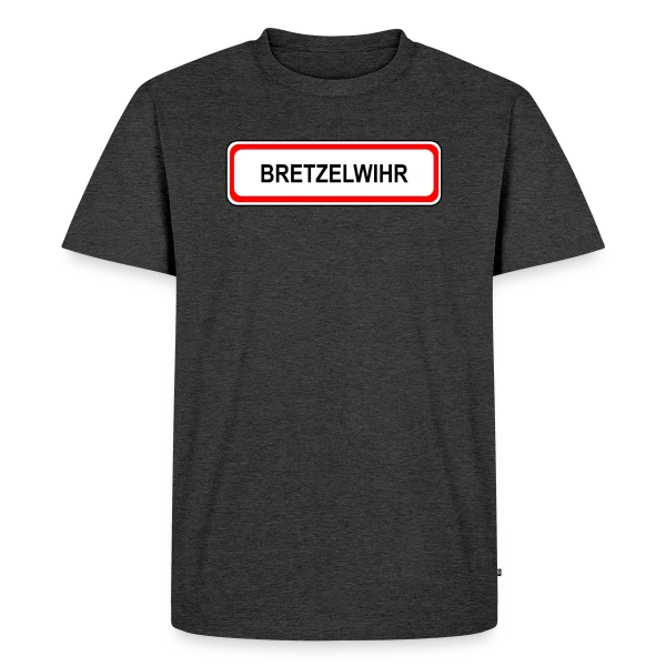 Maquette de T-shirt Premium bio Homme « Bretzelwihr: L'Alsace Gourmande » à personnaliser