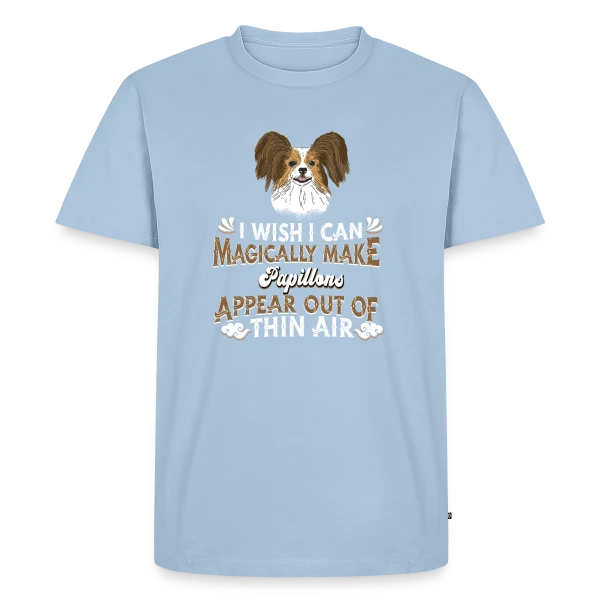 Maquette de T-shirt Premium bio Homme « Chien Papillon Magique » à personnaliser