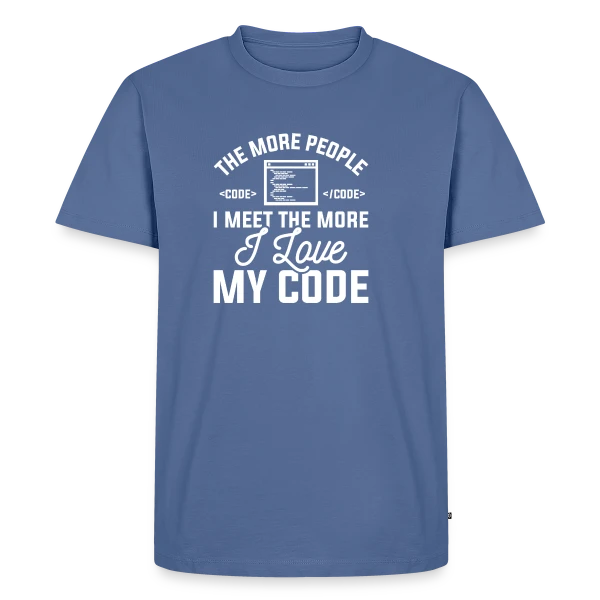 Maquette de T-shirt Premium bio Homme « 'I Love My Code' - Développeur Passionné » à personnaliser