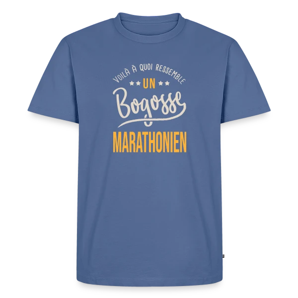 Maquette de T-shirt Premium bio Homme « Running Bogosse Marathonien - Idée Cadeau Marathon » à personnaliser