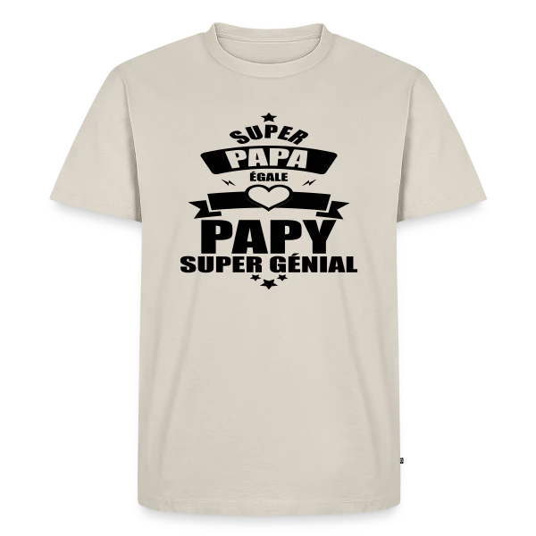 Maquette de T-shirt Premium bio Homme « Super Papy, Super Papa : Le Meilleur des Grands-Pères » à personnaliser