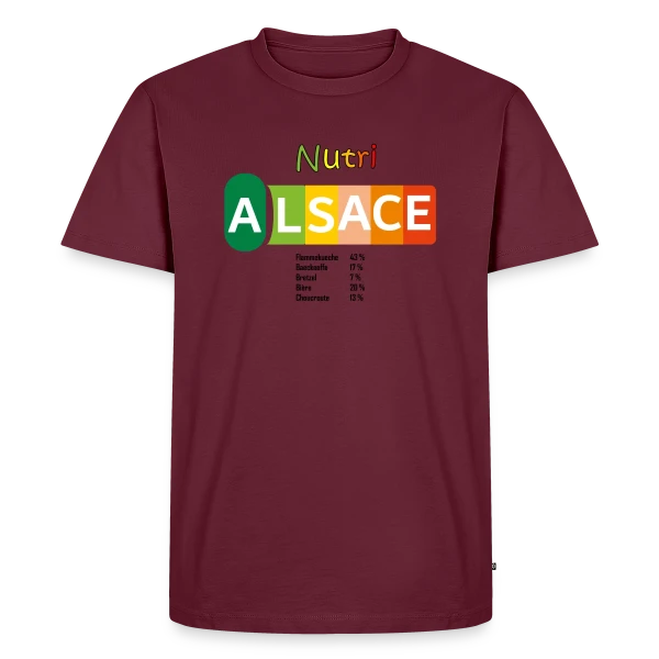Maquette de T-shirt Premium bio Homme « Nutri-Score Alsace Gourmand » à personnaliser
