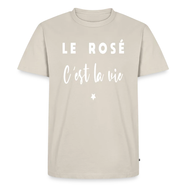 Maquette de T-shirt Premium bio Homme « Le Rosé C'est la Vie » à personnaliser