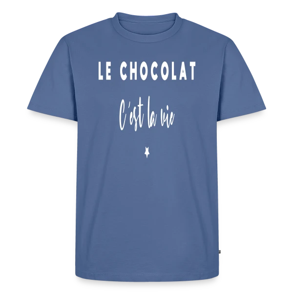 Le Chocolat, C'est la Vie : Douceur et Humour sur T-shirt Premium bio Homme