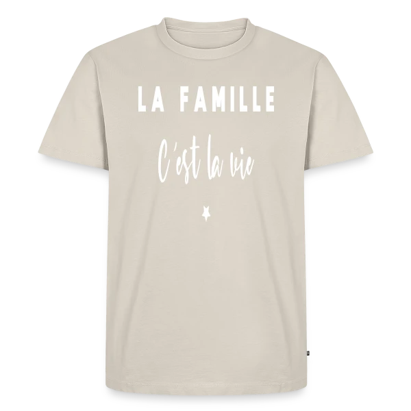 Maquette de T-shirt Premium bio Homme « La Famille, C'est la Vie : Humour et Amour » à personnaliser