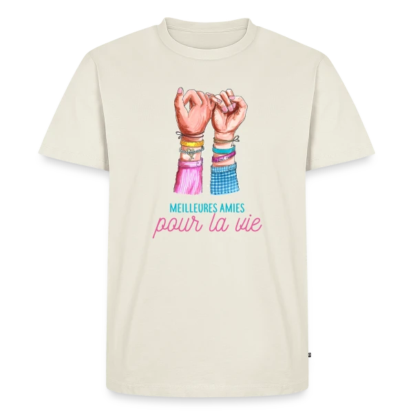Maquette de T-shirt Premium bio Homme « Meilleures Amies pour la Vie » à personnaliser