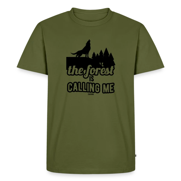 Maquette de T-shirt Premium bio Homme « L'Appel de la Forêt » à personnaliser