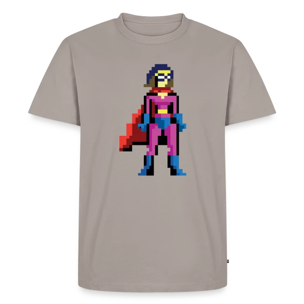 Maquette de T-shirt Premium bio Homme « Super-Héroïne Pixel Anna » à personnaliser
