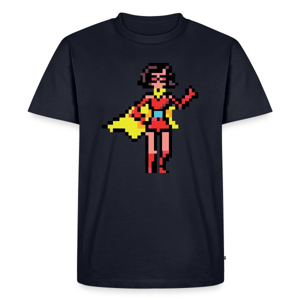 Maquette de T-shirt Premium bio Homme « Super-Héroïne Rétro Mag » à personnaliser
