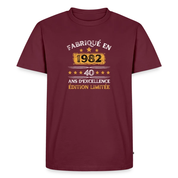 40 Ans Anniversaire : Fabriqué en 1982 Édition Vintage sur T-shirt Premium bio Homme