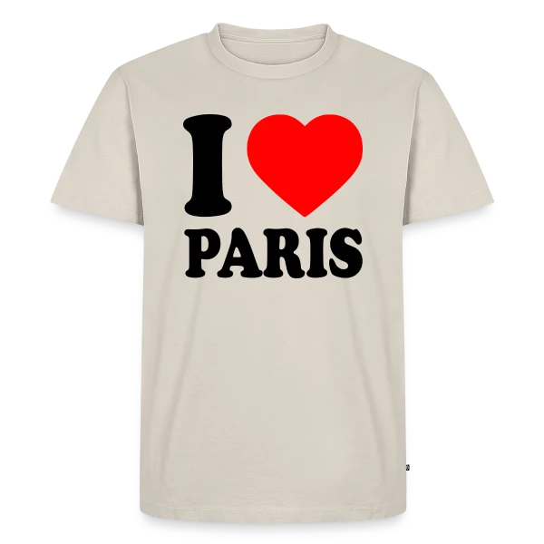 Maquette de T-shirt Premium bio Homme « J'aime Paris Classique » à personnaliser