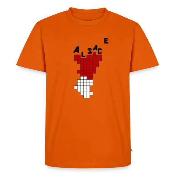 Maquette de T-shirt Premium bio Homme « Alsace Pixel Art - Humour Rétrogaming » à personnaliser