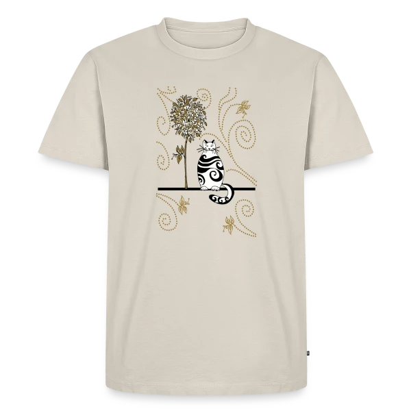 Maquette de T-shirt Premium bio Homme « Félin Mystérieux » à personnaliser