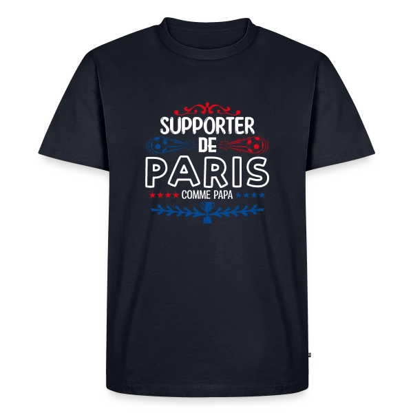 Maquette de T-shirt Premium bio Homme « Supporter Football Parisien » à personnaliser
