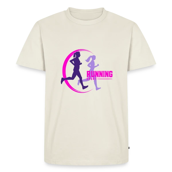 Maquette de T-shirt Premium bio Homme « Running : Deux Filles en Pleine Course » à personnaliser
