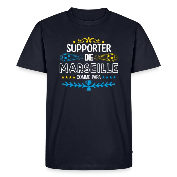Maquette de T-shirt Premium bio Homme « Ferveur Foot Marseillaise » à personnaliser