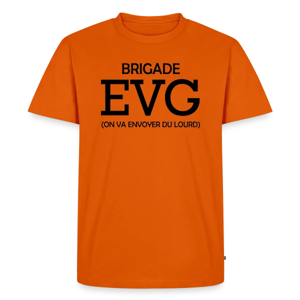 Maquette de T-shirt Premium bio Homme « Brigade EVG On Va Envoyer Du Lourd » à personnaliser