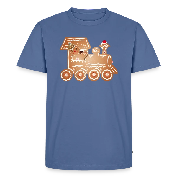 Bonhomme en Pain d'Épices Conducteur de Train de Noël sur T-shirt Premium bio Homme