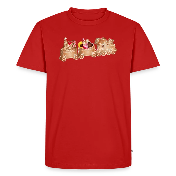 Adorable Train de Pain d'Épices 3D pour Noël sur T-shirt Premium bio Homme