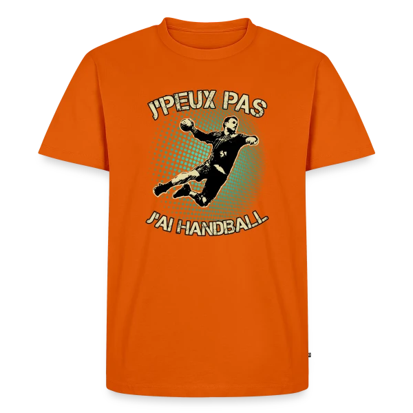 Maquette de T-shirt Premium bio Homme « J'peux pas J'ai Handball | T-Shirt Humour Sportif » à personnaliser