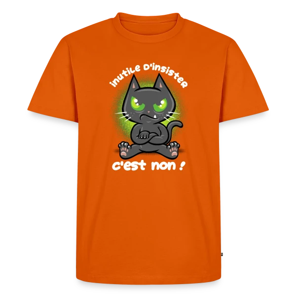 Maquette de T-shirt Premium bio Homme « Chat Têtu : Non, et c'est tout ! » à personnaliser