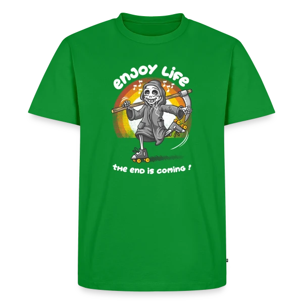 Maquette de T-shirt Premium bio Homme « Profite de la Vie! » à personnaliser