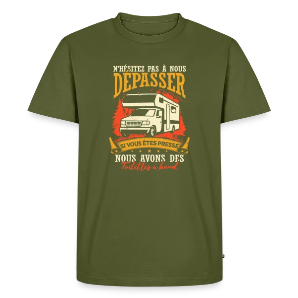 Drôle de Campeur en Camping-Car: Mes Vacances Parfaites! sur T-shirt Premium bio Homme