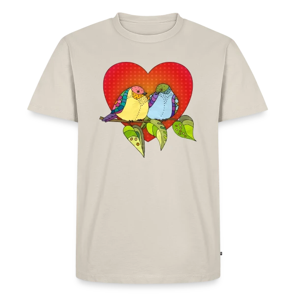 Oiseaux Amoureux Cœur sur T-shirt Premium bio Homme