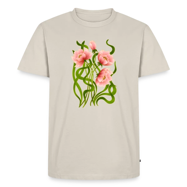 Maquette de T-shirt Premium bio Homme « Éclat Floral » à personnaliser