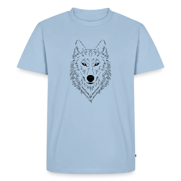 Maquette de T-shirt Premium bio Homme « Loup Stylisé Majestueux » à personnaliser