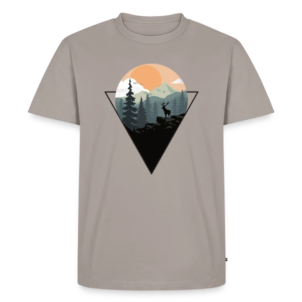 Paysage Montagne Cerf Géométrique sur T-shirt Premium bio Homme