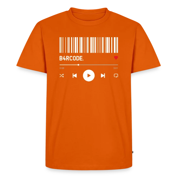 Maquette de T-shirt Premium bio Homme « Barre de Lecture Musicale Cœur » à personnaliser