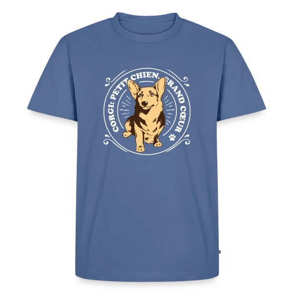 Maquette de T-shirt Premium bio Homme « Corgi: Petit Chien, Grand Cœur - Amour Canin » à personnaliser