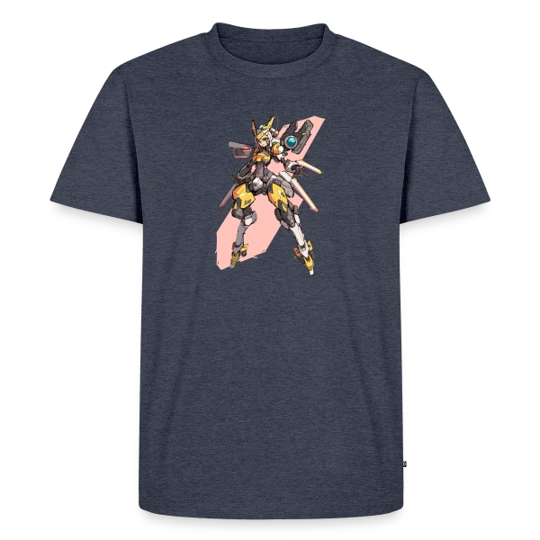 Maquette de T-shirt Premium bio Homme « Fille Cyborg Mecha Anime Rétro 90s » à personnaliser