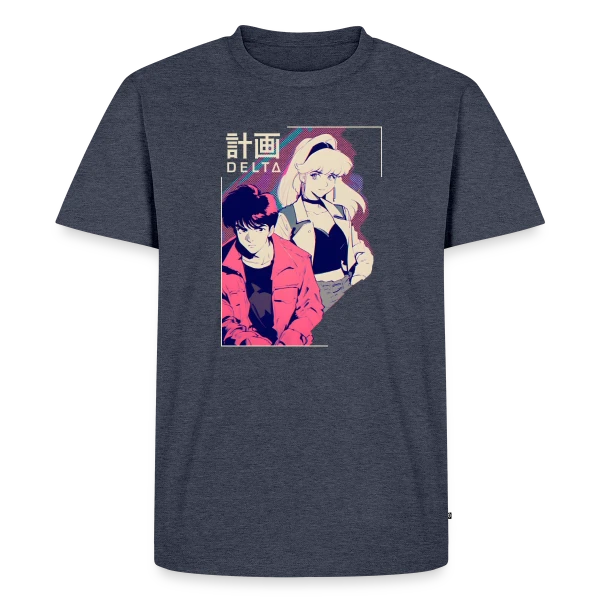 Maquette de T-shirt Premium bio Homme « Agents Secrets Anime Rétro 80s/90s - Projet Delta » à personnaliser