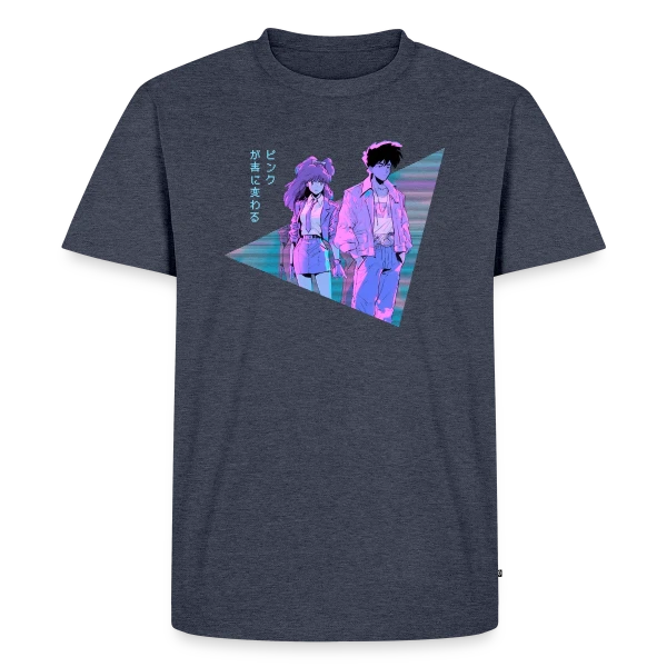 Maquette de T-shirt Premium bio Homme « Couple Anime Vaporwave Mélancolie Esthétique » à personnaliser