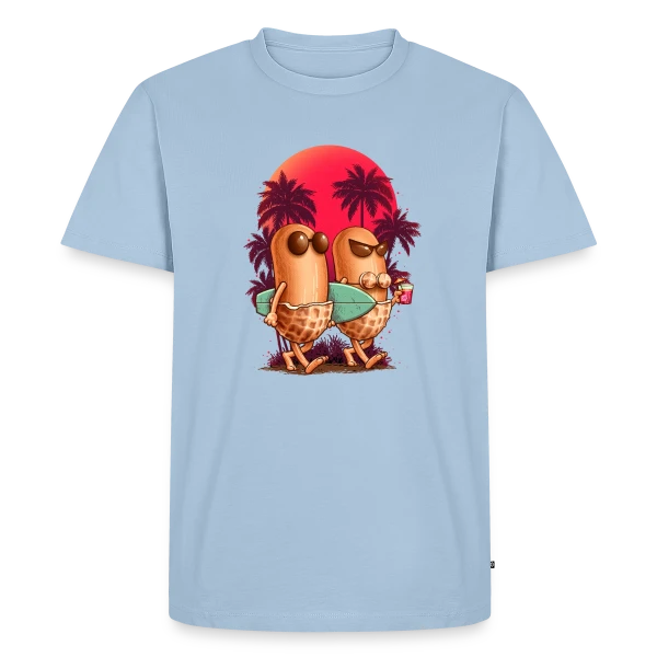 Maquette de T-shirt Premium bio Homme « Cacahuètes en Vacances » à personnaliser